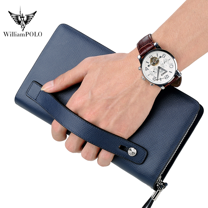 Leather Wallet Men - 윌리엄폴로 명품 남성 가죽 클러치 백