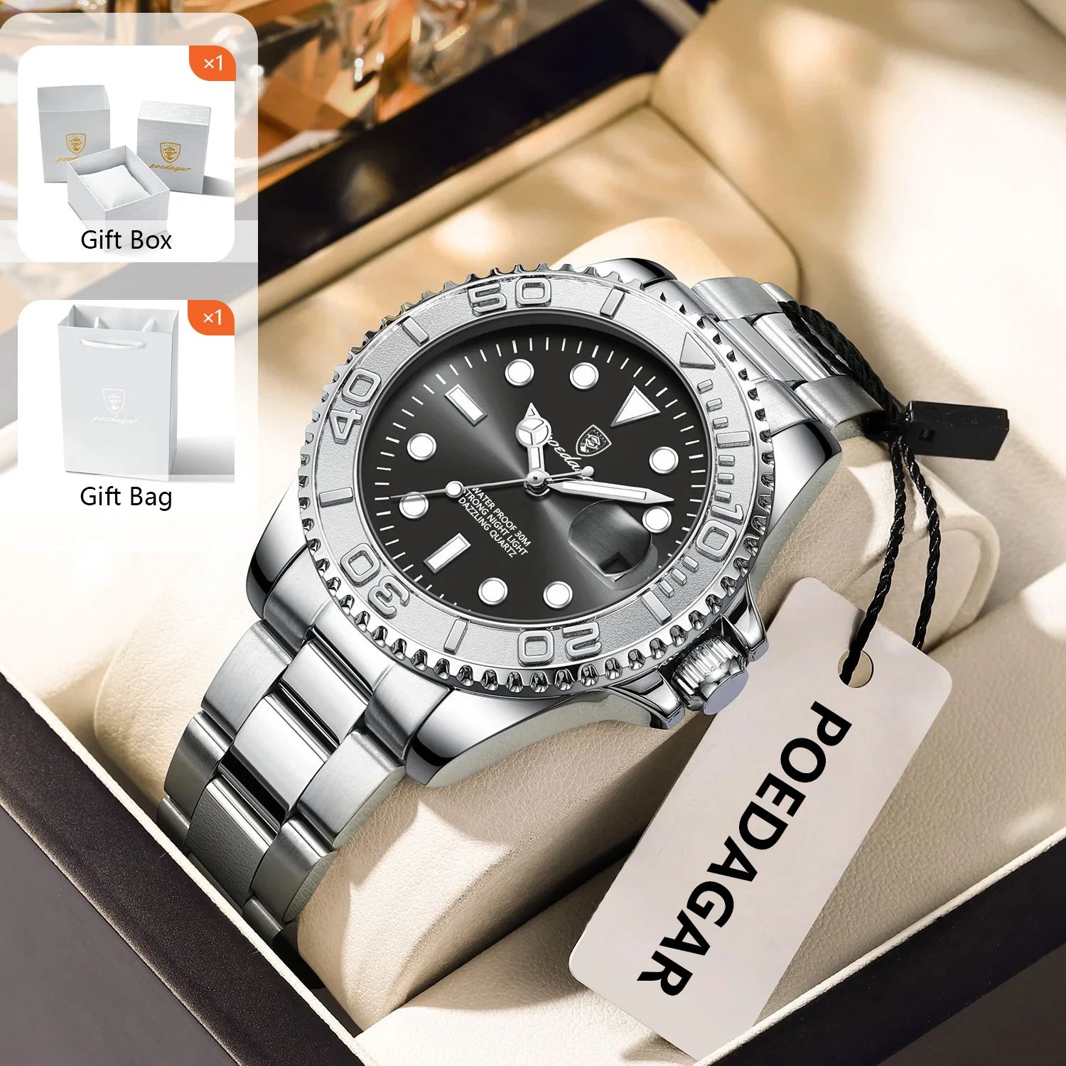 Luxury Watch Men - 포에다가 트렌디 스포츠 남성용 시계 야광