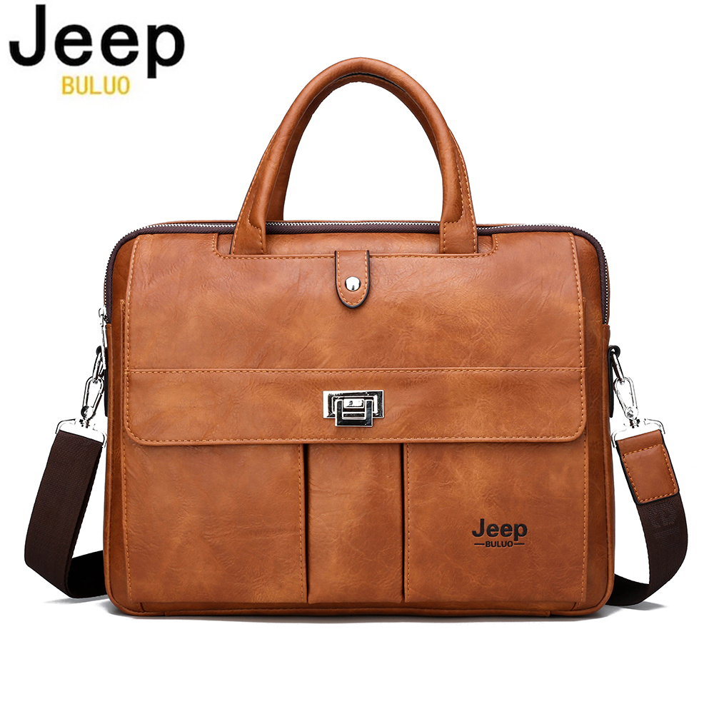 Leather Briefcase - Jeep Buluo 남성용 가죽 서류가방 14인치