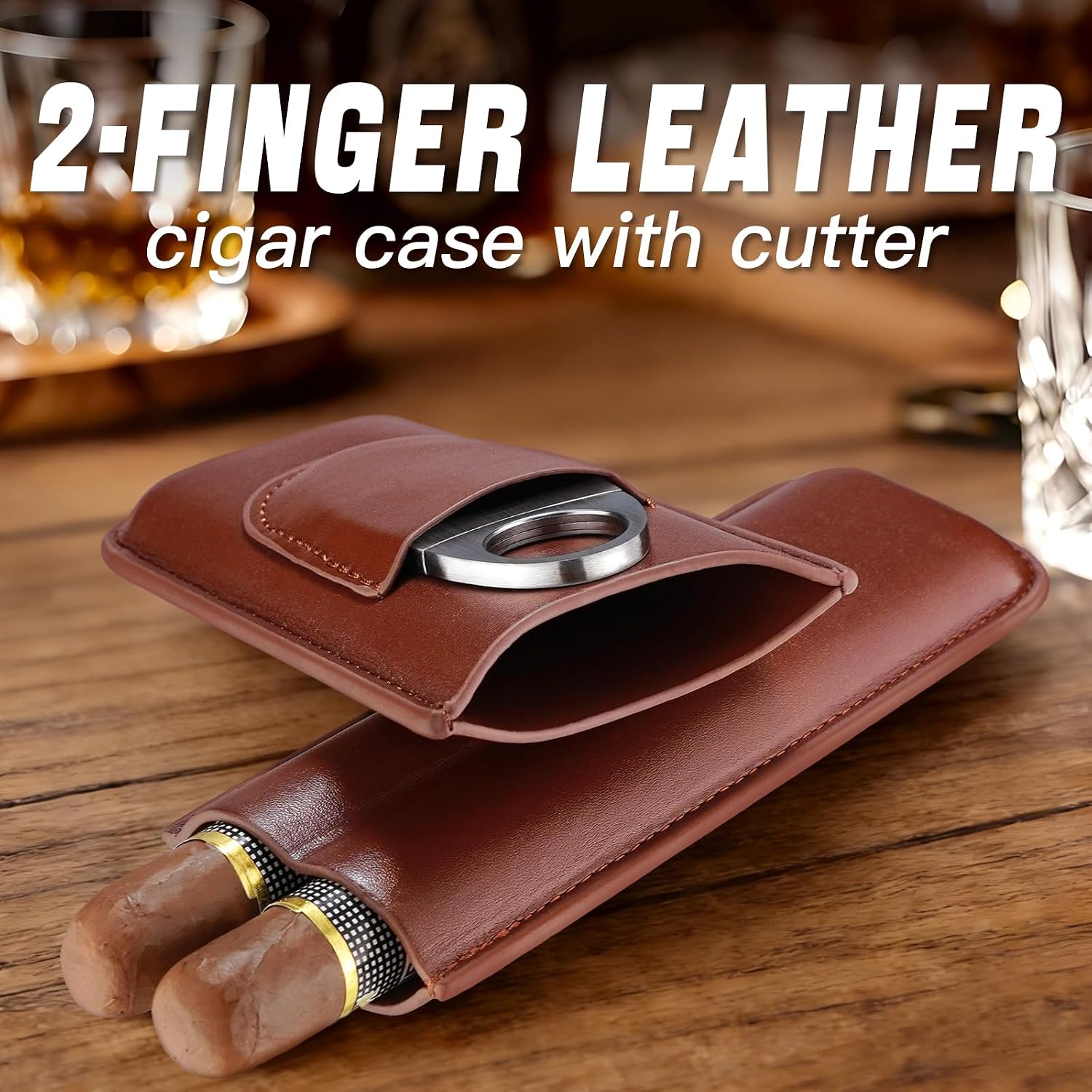 휴대용 2개용 가죽 시가 케이스, 은색 시가 커터 포함 - Premium Cigar Case 리뷰 및 가격