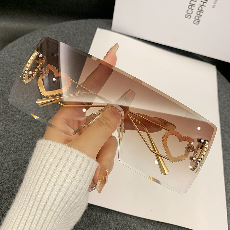 새로운 스타일의 하트 모양 프레임리스 선글라스, 트렌디 - Sunglasses Uv400 리뷰 및 가격