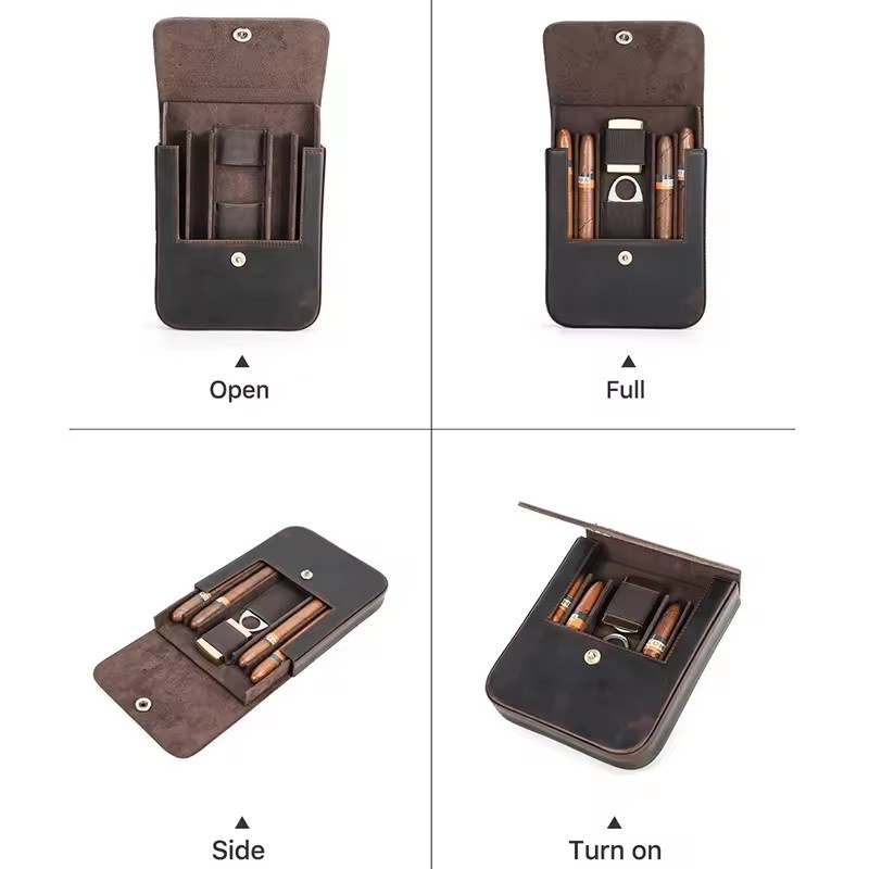 휴대용 시가 케이스 겸 보관함, 레트로 브라운 색상,  - Premium Cigar Case 리뷰 및 가격