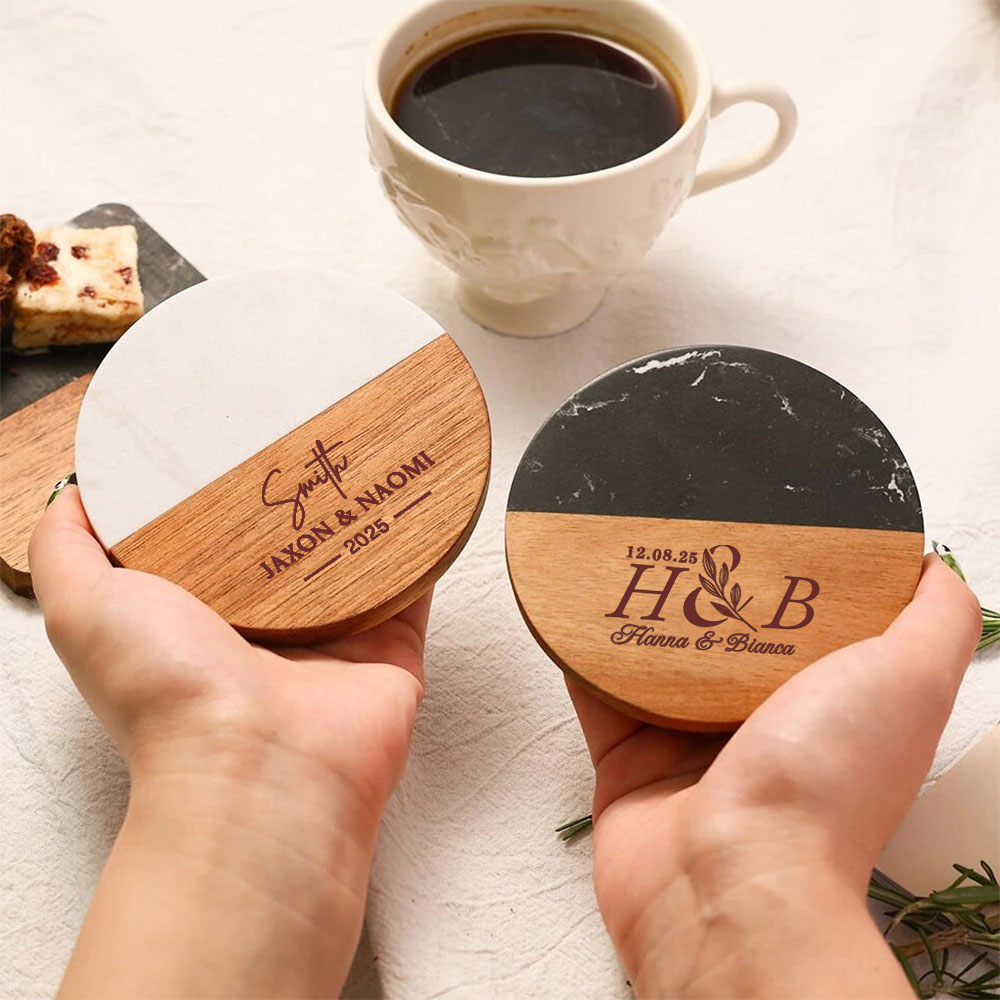 개인 맞춤 대리석 컵받침 세트, 결혼식 하객 선물, 신 - Marble Coaster Set 리뷰 및 가격
