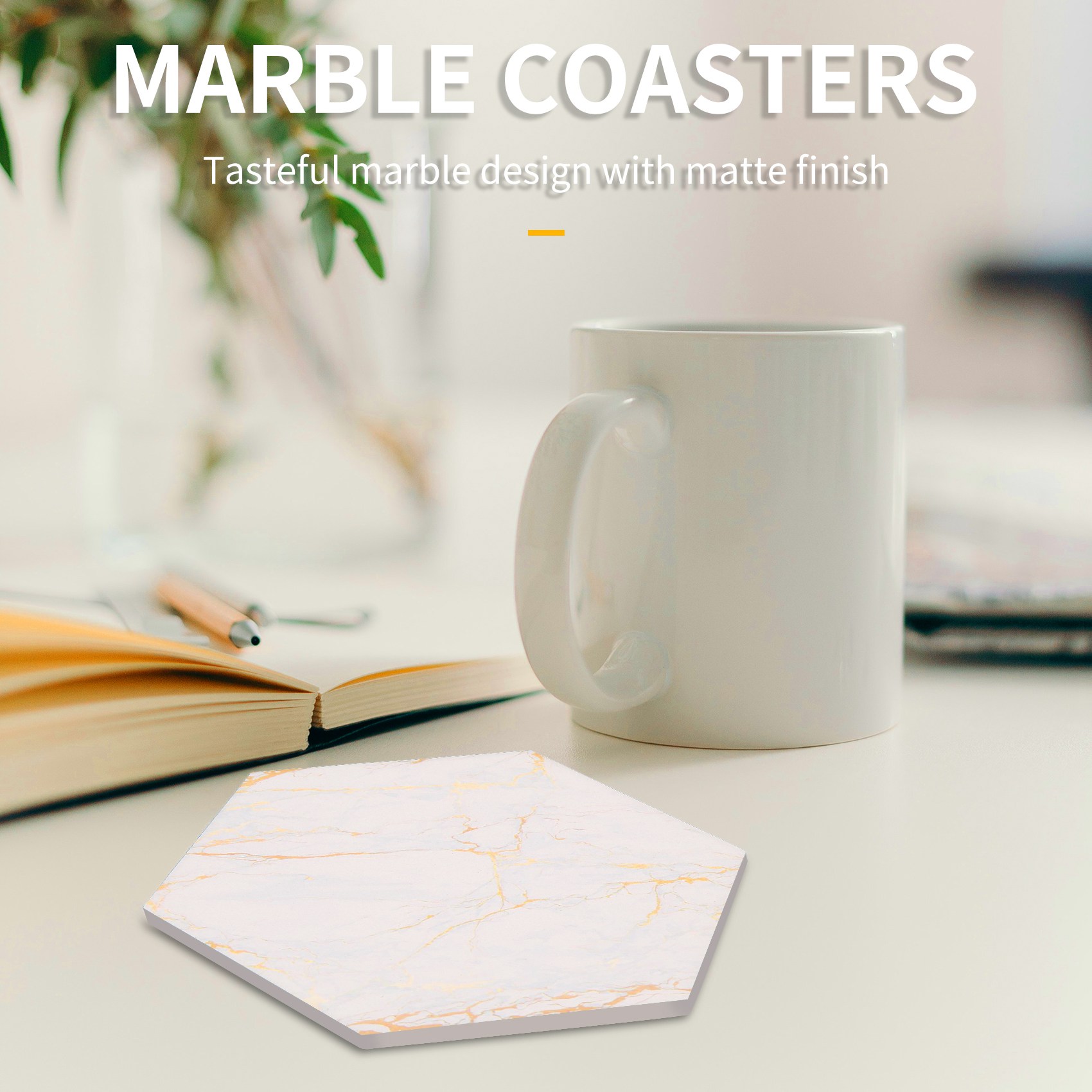 음료용 PC 코스터 8개 흡수성 홀더 포함 대리석 디자 - Marble Coaster Set 리뷰 및 가격