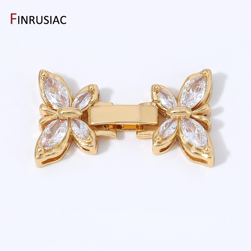 18K 금도금 황동 마르퀴즈 지르콘 나비 모양 연결 클 - Gold Plated Jewelry 리뷰 및 가격