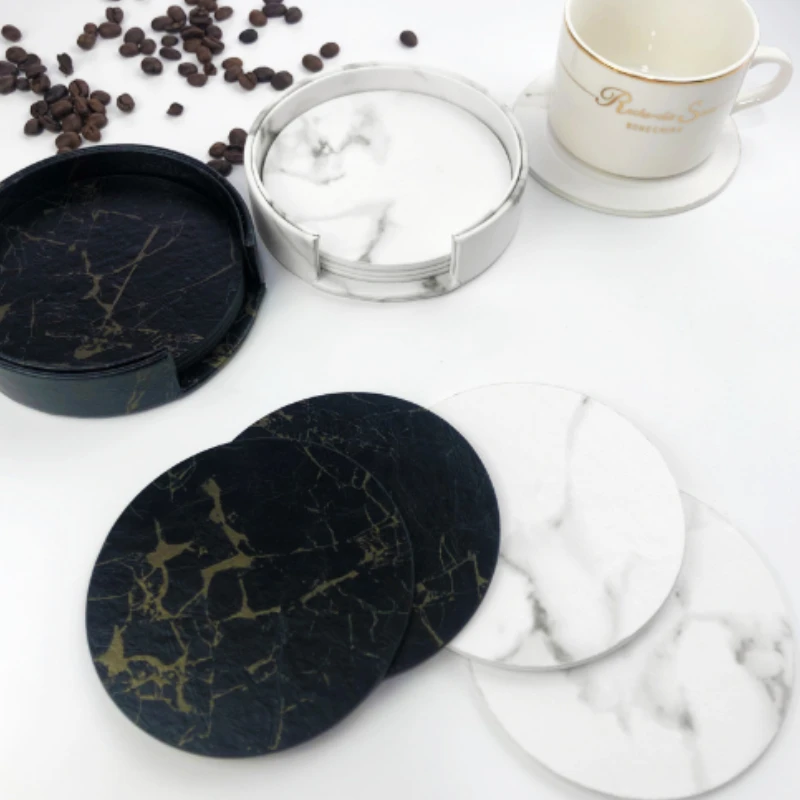 6pcsMarble 코스터 인조 가죽 10cm 기름과  - Marble Coaster Set 리뷰 및 가격