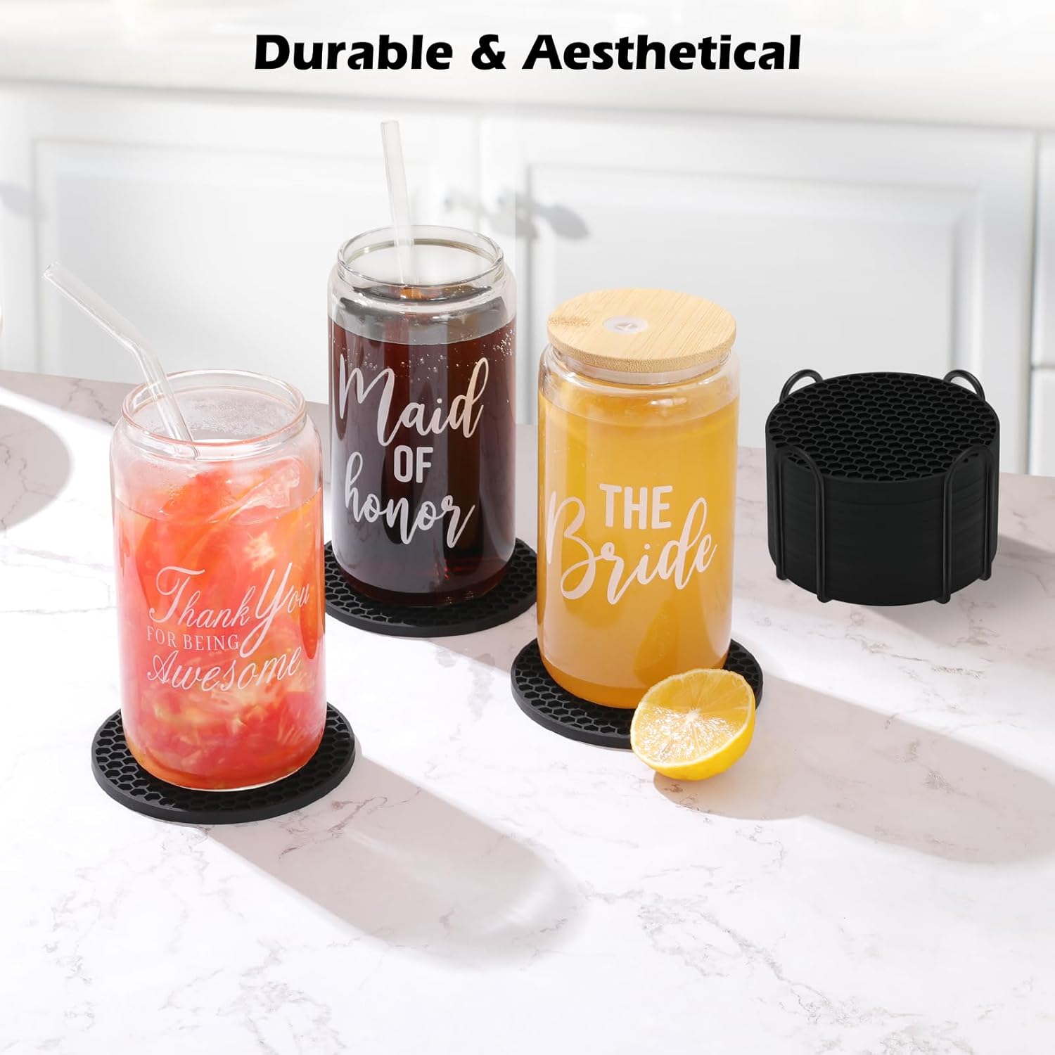 음료 맥주 커피용 홀더가 있는 실리콘 컵받침 세트 모든 - Marble Coaster Set 리뷰 및 가격