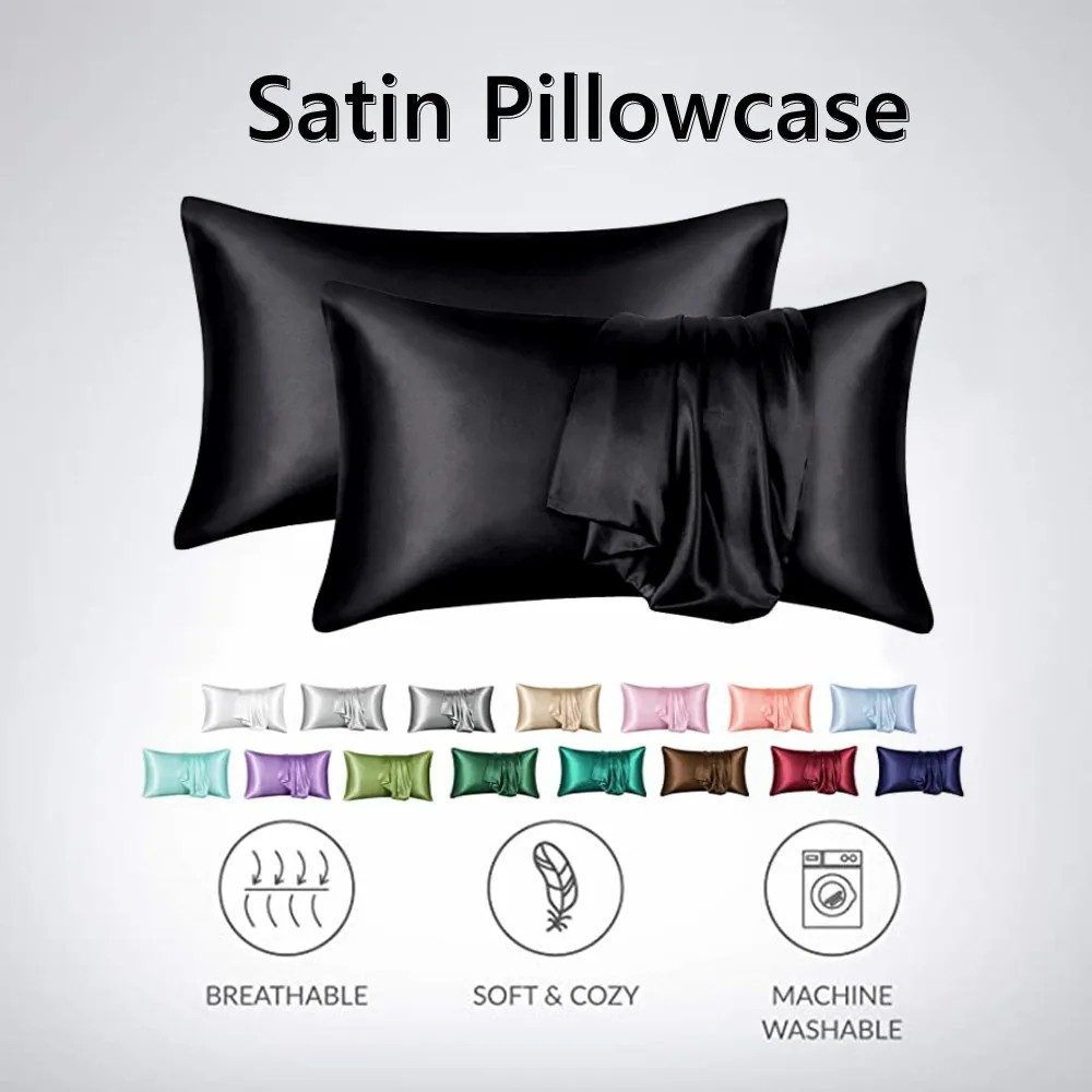 2 개/몫 솔리드 실키 새틴 스킨 케어 Pillowca - Silk Pillowcase 리뷰 및 가격