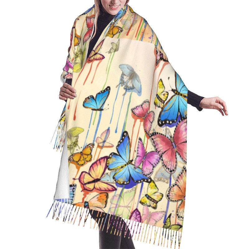 레트로 나비 겨울 캐시미어 스카프 여성용 럭셔리 프린트 - Cashmere Scarf 리뷰 및 가격