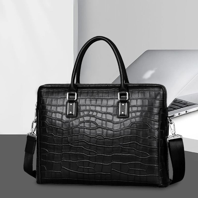 새로운 정품 가죽 남성용 서류 가방, 악어 무늬 엠보싱 - Leather Briefcase 리뷰 및 가격