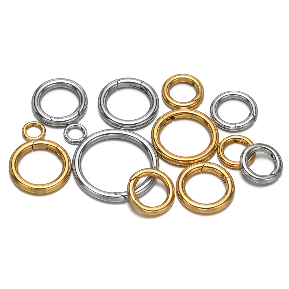 2개/세트 원형 스프링 클립 스테인리스 스틸 금도금 키 - Gold Plated Jewelry 리뷰 및 가격