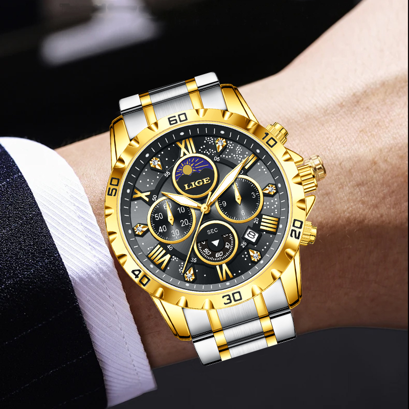 LIGE 최고 브랜드 럭셔리 쿼츠 남성용 시계 캐주얼  - Luxury Watch Men 리뷰 및 가격