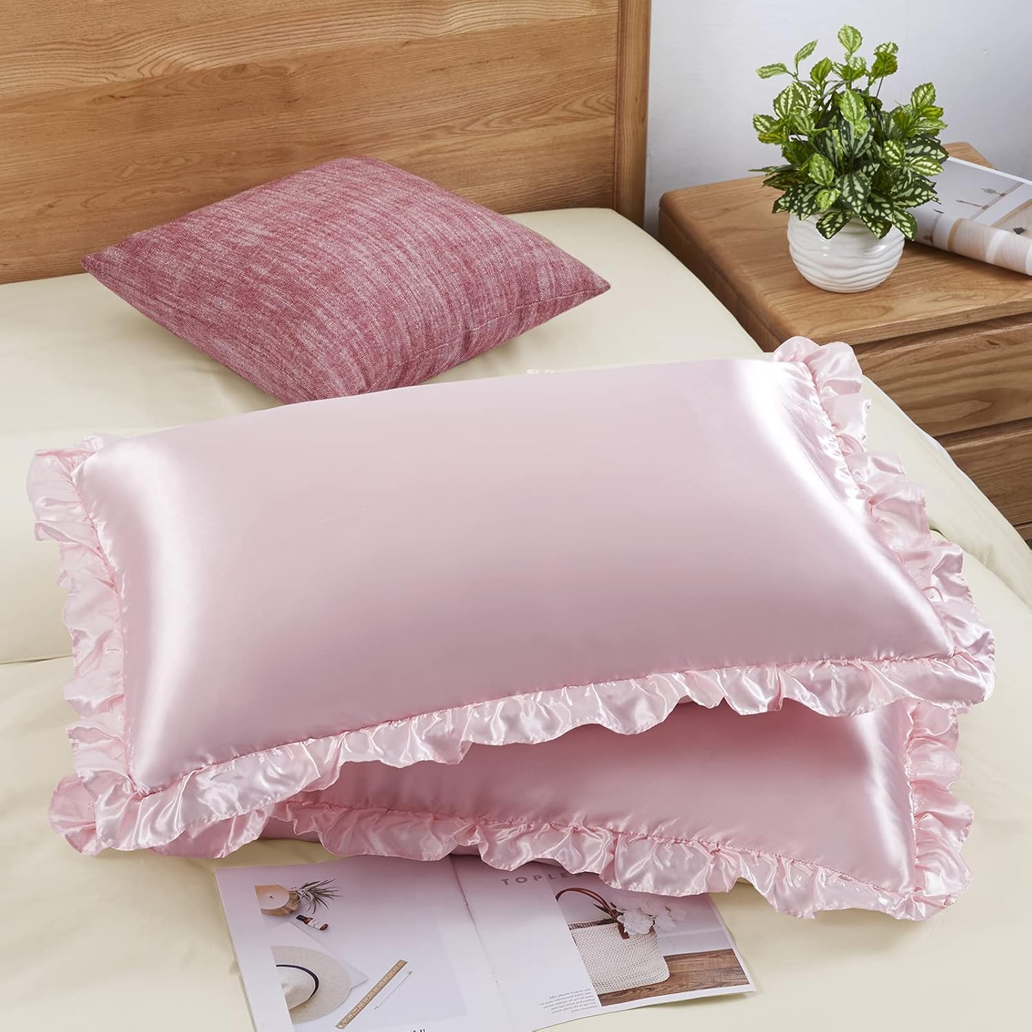 머리카락과 피부를 위한 2피스 새틴 러플 베개 커버,  - Silk Pillowcase 리뷰 및 가격