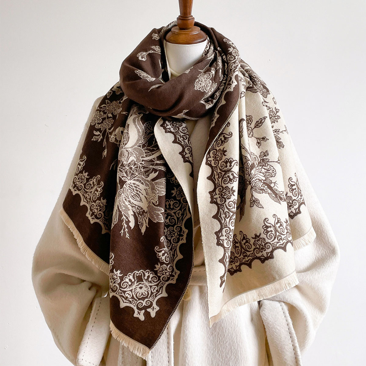여성용 인조 캐시미어 스카프 프린지 두꺼운 따뜻한 숄  - Cashmere Scarf 리뷰 및 가격